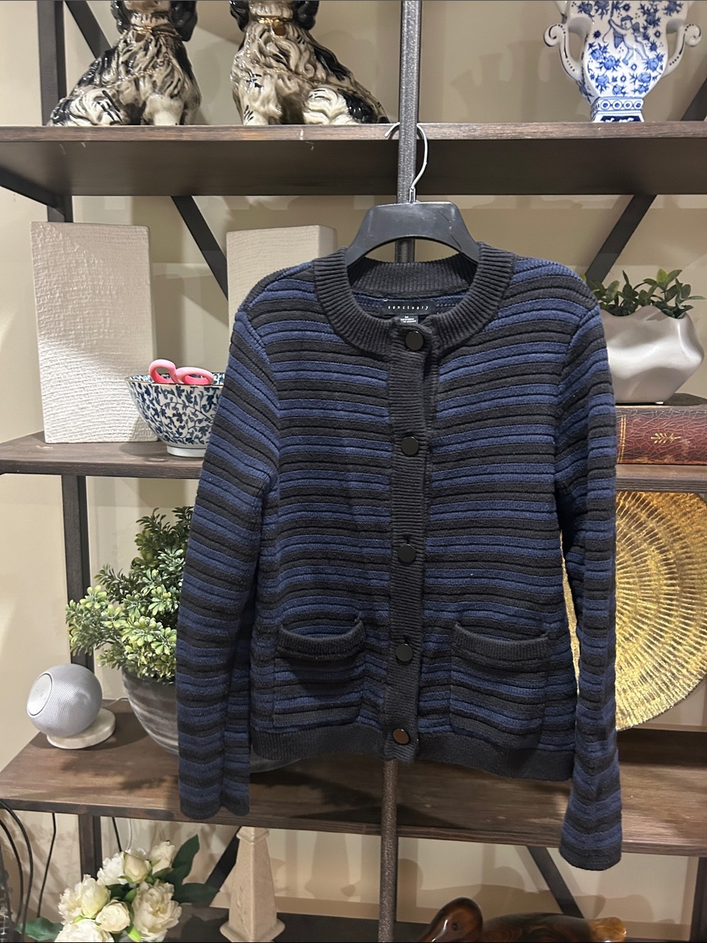 Sanctuary med Striped Navy & Black Button-Front Cardigan Jacket